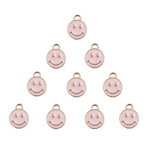 John Bead Sweet & Petite Small Simple Cute Charms Craft Embellishments Happy Face 10x13mm Pink 10 Pieces - 1 of 4