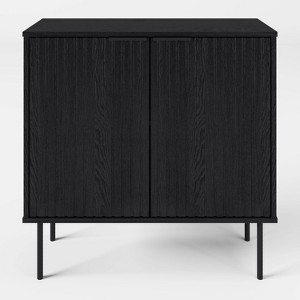 CorLiving Lysander Storage Bar Cabinet with Fluted Doors Black: Laminated Surface, MDF Frame, Divided Fixed Shelves - 1 of 4