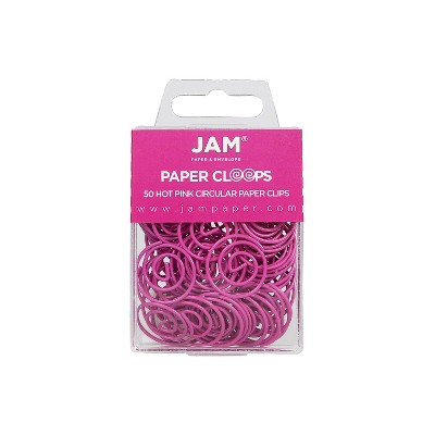 JAM Paper Colored Circular Paper Clips Round Paperclips Hot Pink Fuchsia 2187136B