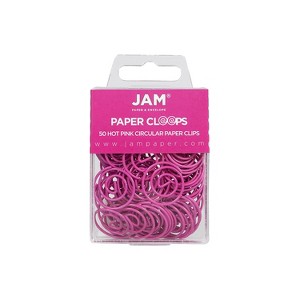 JAM Paper Colored Circular Paper Clips Round Paperclips Hot Pink Fuchsia 2187136B - 1 of 4