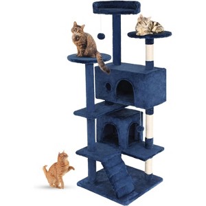 54in Cat Tower Multi-Level Durable Cat Scratching Post & Cozy Fun Cat Jumping Platform Space Saving Cat Condo Pet - 1 of 4