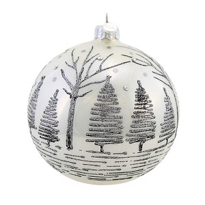 Glitter Lab 5.0 Inch White Forest Ball Christmas Tree Ornament , Multi Seasonal Decor Christmas European Nature (1PC) - 1 of 4