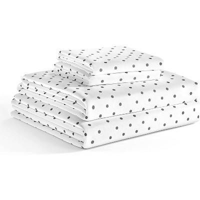Kids Twin Black Polka Dot Microfiber Sheet Set