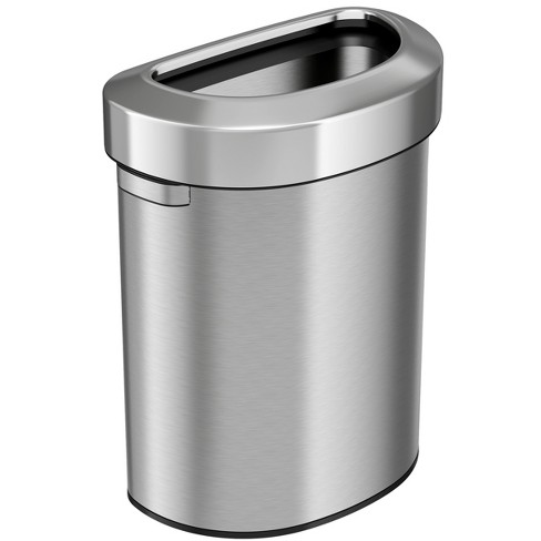 iTouchless Open Top Kitchen Trash Can 18 Gallon Semi-Round Silver Stainless  Steel