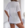 Womens Lightweight Crochet Cardigan Short Sleeve Open Front Cardigan Hollow Out Sweater Knit Cover Ups - 2 of 4
