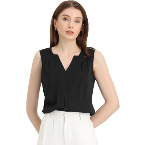 black chiffon sleeveless blouse