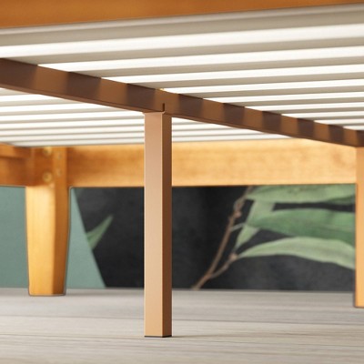 Rustic Pine Full Wood Platform Bed Frame with Slats
