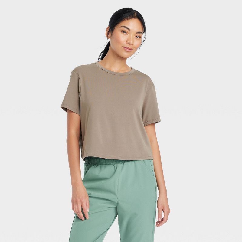 Women's Essential Crewneck Short Sleeve Top - All In Motion™, 1 of 9