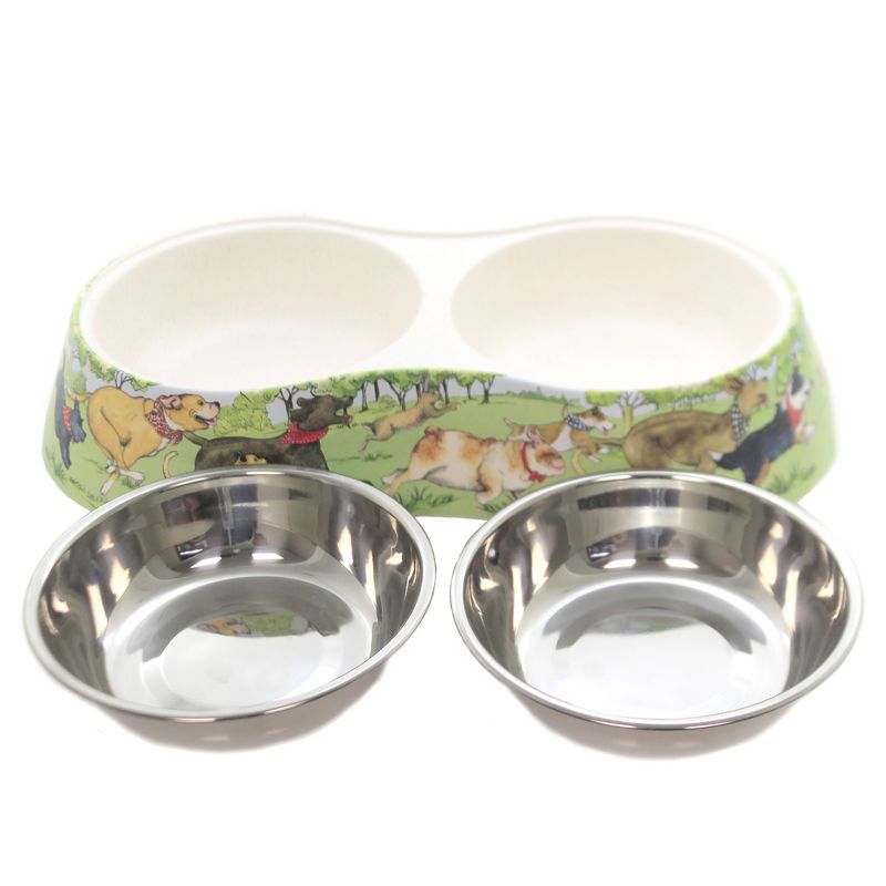 Certified International 2.5 Inch Dog Park Bamboo Pet Double Bowl Dog Food Feed Water Companion Double Pet Bowl, 3 of 4