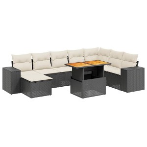 vidaXL Garden Sofa Set Black, Cream White - 1 of 4