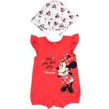 Disney Minnie Mouse Winnie the Pooh Baby Girls Cuddly Snap Romper and Sunhat Newborn to Infant