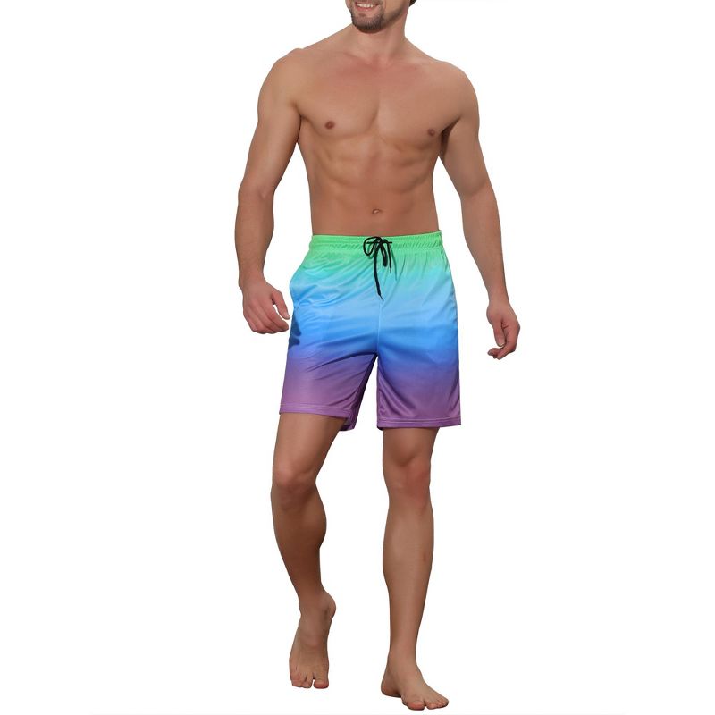 Lars Amadeus Men's Contrast Color Summer Beach Colorful Swimwear Shorts, 2 of 6