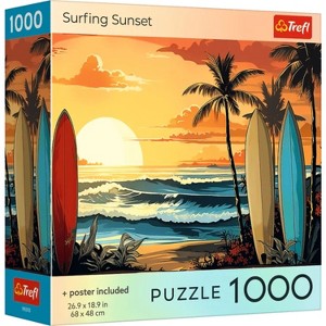 Trefl Red Surfing Sunset 1000 Piece Puzzle - 1 of 4