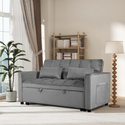Vynxaria Convertible Sofa Bed,3-in-1 Pull Out Couch Bed with Reclining Backrest and Pillows,Sofa Bed Chair,(Dark grey)