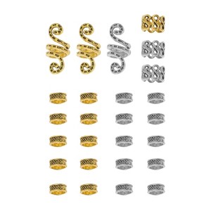 Unique Bargains Hollow Out Snake-shaped Hair Cuffs Dreadlock Gold Tone Silver Tone 26 Pcs - 1 of 4