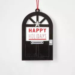 Round Wood Door 'Happy Holidays' Christmas Tree Ornament Black - Wondershop™