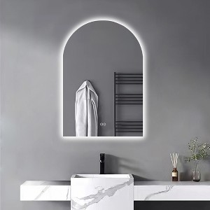 Lirago Smart Anti Fog LED Bathroom Mirror Dimmable Arch Design Aluminum Frame with Waterproof Backplate V Shaped Hooks 38"H x 1.37"D x 26"W - 1 of 4