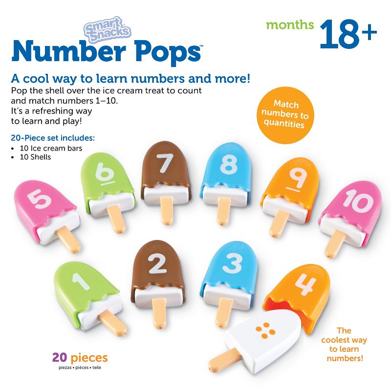 Learning Resources Smart Snacks Number Pops, Set of 10, Ages 2 +, 6 of 8
