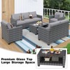 5-Piece Outdoor Patio Furniture Set, 7-Seat PE Rattan Sectional Sofa with Storage Table & Water-Repellent Cushions, Backyard, Deck, Poolside - 4 of 4