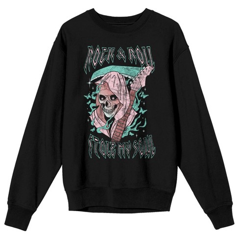 Vintage Reaper Flame Butterfly Distressed Men's Black Graphic Crew Neck  Sweatshirt : Target