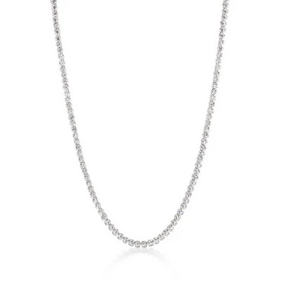ShineHigh Long Elegant Rhodium Plated Necklace with Round Cubic Zirconia – Classic Statement Jewelry for Women