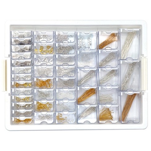Bead Storage Solutions Elizabeth Ward Plastic See-through Stackable 1,111  Piece Gold/silver Assorted Costume Jewelry Findings Tray Bead Organizer :  Target