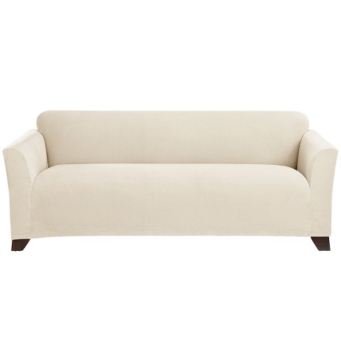 Farmhouse Basketweave Sofa Slipcover Oatmeal - Sure Fit : Target