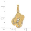 Black Bow Jewelry 14k Yellow Gold and White Rhodium Two Tone 3D Double Flip Flop Pendant - 4 of 4
