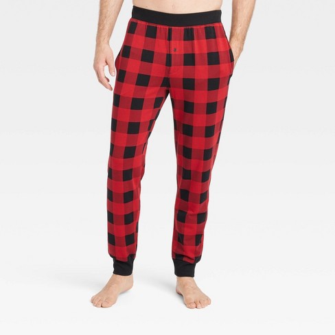 Men s Plaid Cotton Modal Knit Jogger Pajama Pants Goodfellow Co Red Target