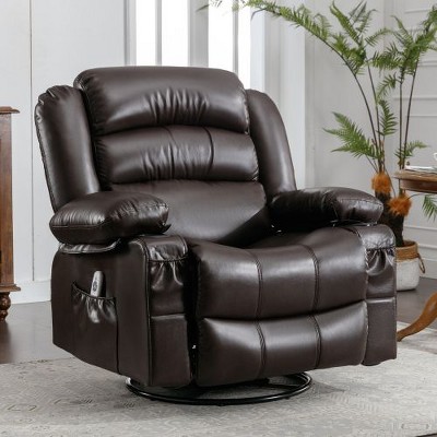 NicBex Recliner Chair Massage Chair with Heating Rocking Chair with USB Port Swivel Accent Chair Lounge Chair with Cup Holders