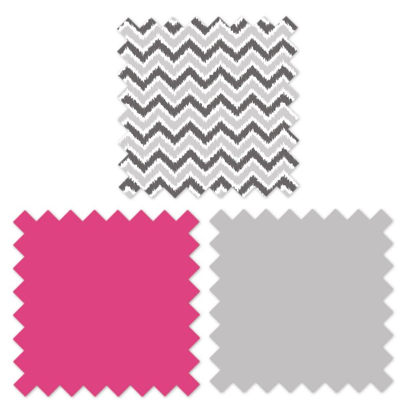 Bacati - Ikat Dots Leopard  Pink Grey Girls 3 pc Crib Set, 5 of 7