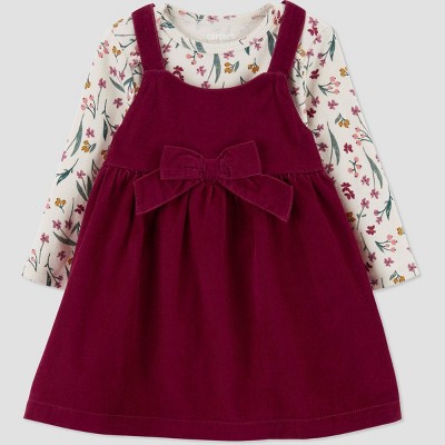 Carter's Just One You®️ Baby Girls' Floral Top & Skirtall Set - Burgundy 6M