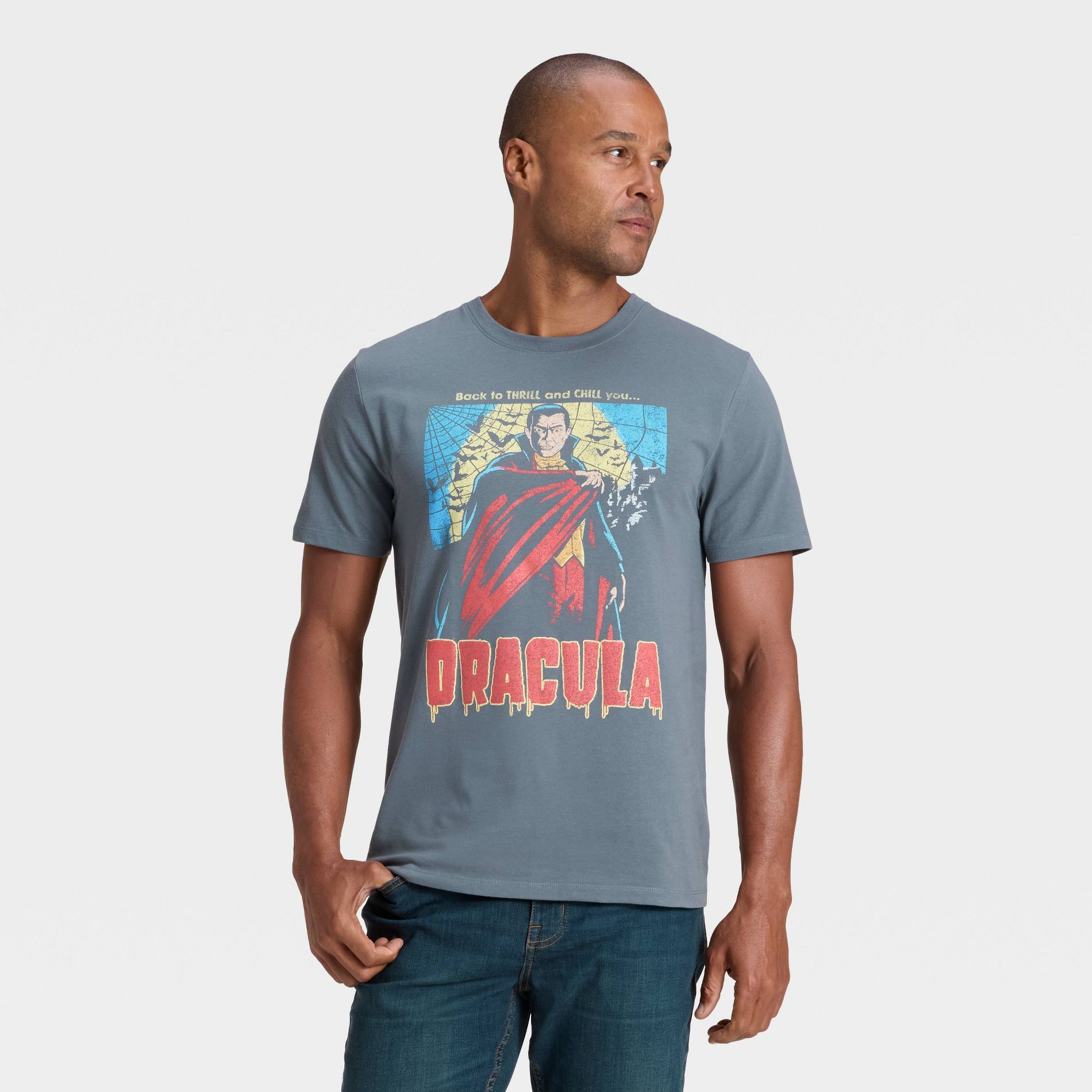 Men's Dracula Short Sleeve Graphic T-Shirt - Goodfellow & Co™ Gray