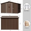 10x10FT Outdoor Waterproof Metal Storage Shed with Lockable Door and Vents, Large Garden Tool Shed for Tool Equipment Garbage Can Bike Mower, Brown - 2 of 4