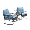 3 Piece Patio Furniture Set Rocking Bistro Set with Rattan Chairs and Coffee Table for Garden Balcony Backyard Patio Seating Sets-The Pop Home - 2 of 4