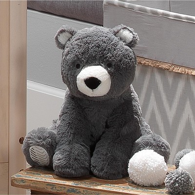Oscar Charcoal Gray Faux Fur Plush Bear Toy