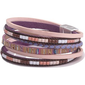 Trendy Layered Boho Leather Wrap Bracelets with Magnetic Clasp, Stackable Bohemian Jewelry Gifts for Women - 1 of 4