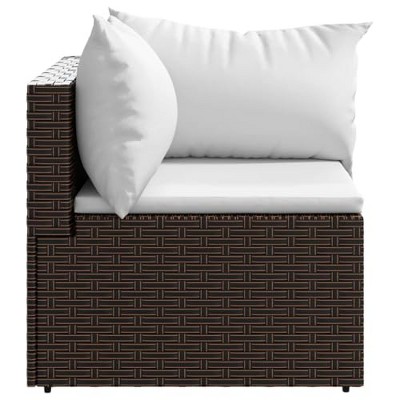 vidaXL Modular Patio Corner Sofa - PE Rattan, Weather-Resistant, Powder-Coated Steel Frame, Brown with Cream White Cushions