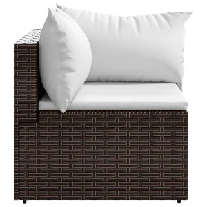vidaXL Modular Patio Corner Sofa - PE Rattan, Weather-Resistant, Powder-Coated Steel Frame, Brown with Cream White Cushions - 1 of 4