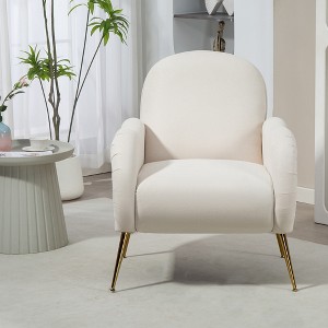 Akoasm Fabric Accent Armchair Sofa Chair With Gold Metal Legs-Beige - 1 of 4