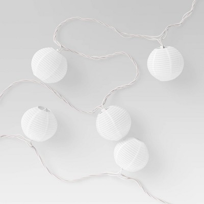 10ct Incandescent Mini Lights with Nylon Outdoor Lanterns White - Threshold™