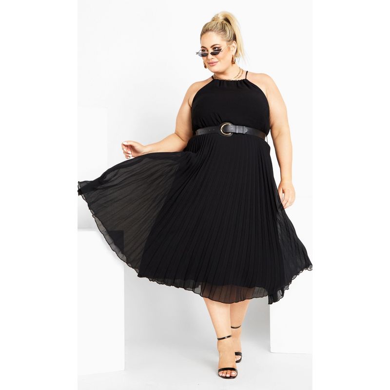 Women's Plus Size Halter Pleat Dress - black | CITY CHIC, 2 of 7