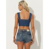 Allegra K Women's Button Down Sleeveless Bustier Jean Crop Tank Denim Top - 3 of 4