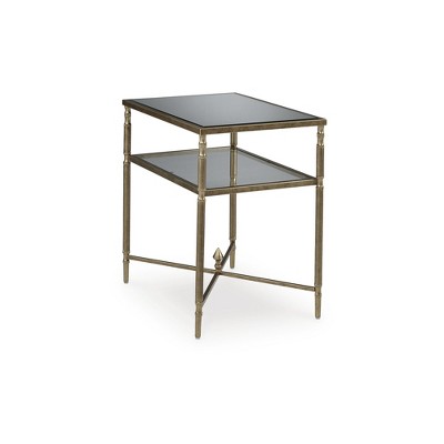 Signature Design by Ashley Cloverty Glass End Table. Gold