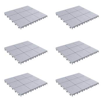 Deck Tiles - 6-Pack Polypropylene Interlocking Patio Tiles - Weather-Resistant Outdoor Flooring for Balcony, Porch, and Garage by Pure Garden (Gray)