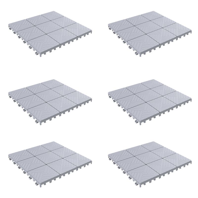 Deck Tiles - 6-Pack Polypropylene Interlocking Patio Tiles - Weather-Resistant Outdoor Flooring for Balcony, Porch, and Garage by Pure Garden (Gray), 1 of 9