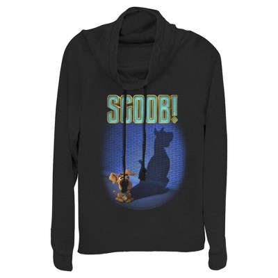 Juniors Womens Scooby Doo Dog Shadow Cowl Neck Sweatshirt