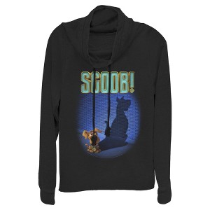 Juniors Womens Scooby Doo Dog Shadow Cowl Neck Sweatshirt - 1 of 3