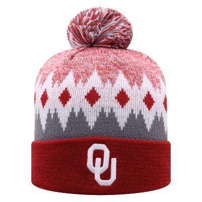 NCAA Oklahoma Sooners Men's Jagged Knit Cuffed Beanie with Pom