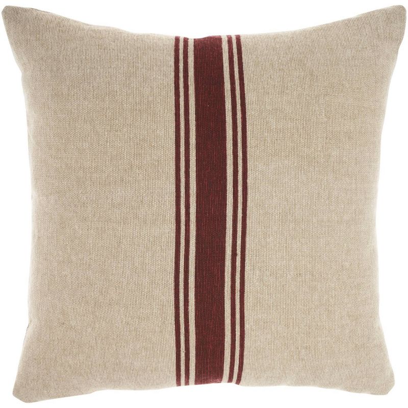 20&#34;x20&#34; Oversize Life Styles Woven Cotton Linen Striped Indoor Square Throw Pillow Maroon - Mina Victory, 1 of 5